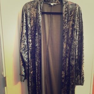 Green velvet duster jacket